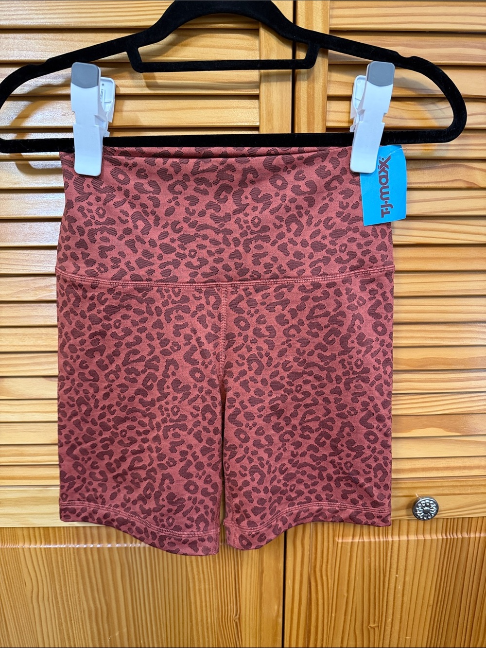 90 Degree By Reflex Rust Leopard Print Bike Shorts